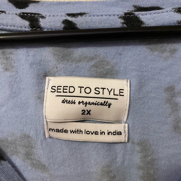 Seed To Style Organic Cotton Angled Hem Leopard Animal Print Long Sleeve Shirt - Picture 3 of 8